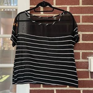 Striped Short Sleeve Blouse